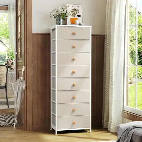 Miniatura 2 de Crestlive Products Cómoda Alta, Torre de Almacenamiento de Tela de 8 Cajones, Cajoneras - Unidad Organizadora Vertical para Dormitorio, Pasillo