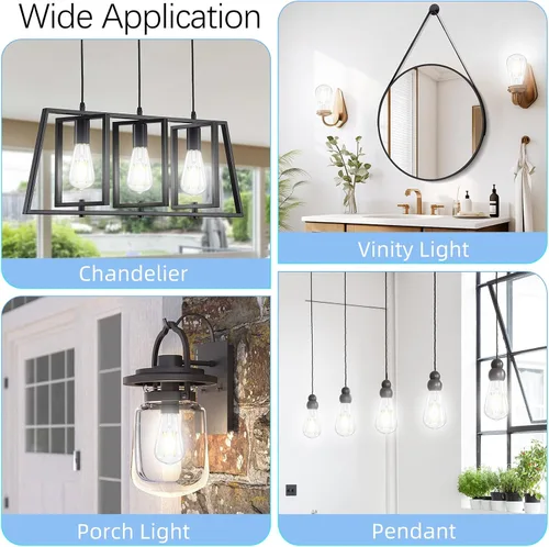 Miniatura 6 de GvvooHome - Bombillas LED regulables Edison, bombilla LED E26 equivalente a 60 W, luz blanca fría 4000K, bombillas vintage ST58, CRI de 90+, 6 W 600