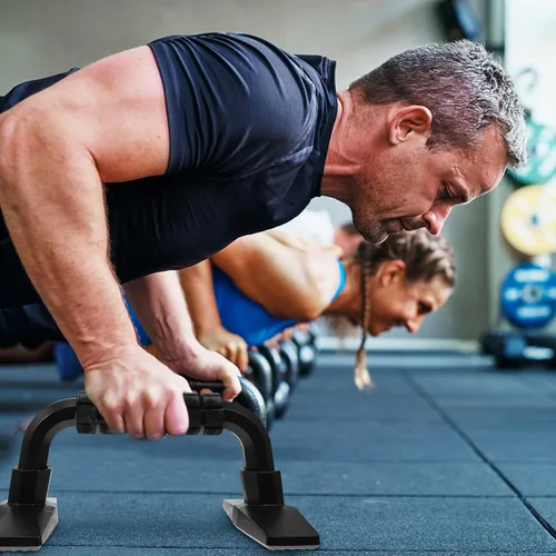 Miniatura 7 de 2pcs barras de flexiones en forma de H soportes de flexión de acero muscular equipo de fitness para el hogar brazo entrenamiento de fuerza