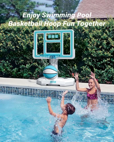 Miniatura 6 de IGL Aro de baloncesto para piscina al aire libre, aro de baloncesto junto a la piscina al aire libre, base y soporte, almacenamiento de agua doble