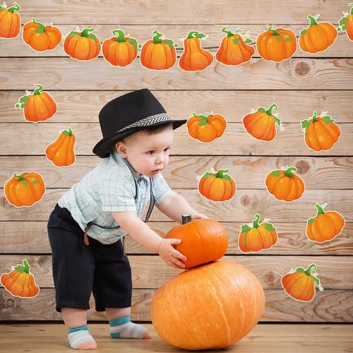 Miniatura 6 de Zhanmai 60 piezas de calabazas de Acción de Gracias, decoración de tablón de anuncios de otoño, Acción de Gracias, recortes de calabaza de papel