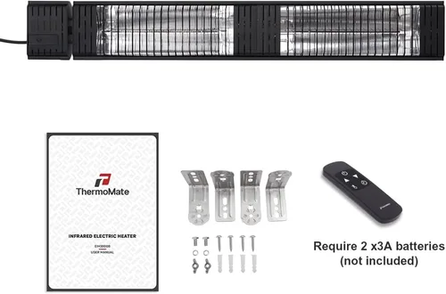 Miniatura 8 de ThermoMate - Calentador eléctrico infrarrojo para patio, 3000W de fibra de carbono para interiores y exteriores, porche, terraza, garaje con control