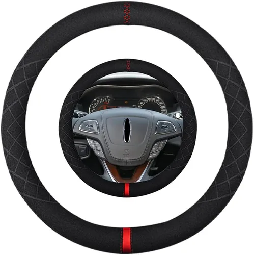Miniatura 12 de Funda de volante de ante K LAKEY, compatible con Dodge Avenger Grand Caravan Challenger Charger, cubierta de volante deportiva antideslizante