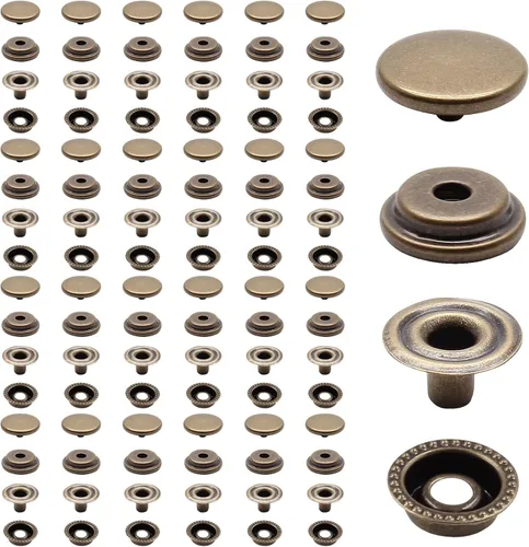 Miniatura 8 de Biaungdo Juego de 50 cierres a presión, botones de presión de metal resistente de 0.59 pulgadas, remaches de cuero de lona para barco marino, negro