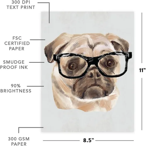 Miniatura 94 de Andaz Press Póster impreso para pared de perro, 8.5 x 11 pulgadas, Bulldog inglés con gafas negras, 1 paquete, regalo de cumpleaños de Navidad, sin
