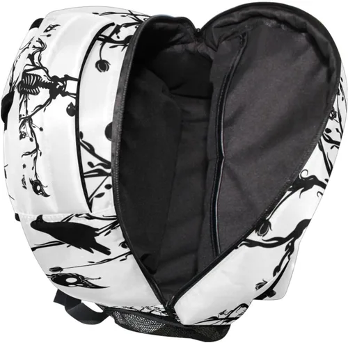 Miniatura 4 de Mochila negra del Día de los Muertos con patrón de calavera para adultos, mochila escolar casual, bolsa universitaria de viaje, con cremallera