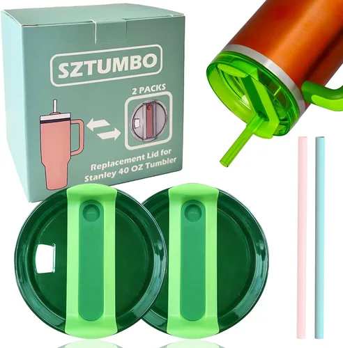 Stanley - 2 tapas de repuesto para vasos Stanley de 40 onzas, a prueba de derrames y salpicaduras, accesorio para vaso Stanley Quencher (verde)