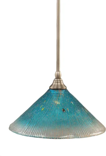 Toltech Lighting 23-BN-448 - Lámpara colgante de 12 pulgadas, acabado de níquel cepillado con cristal verde azulado cepillado níquel