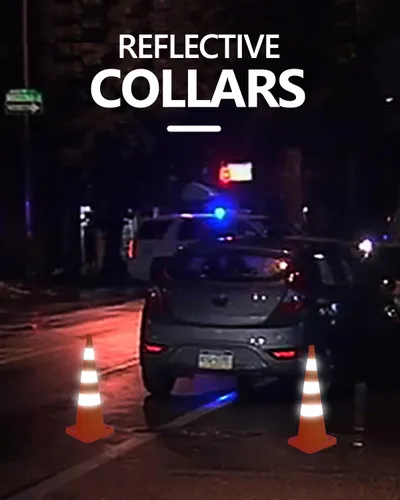 Miniatura 3 de BATTIFE [Paquete de 2] Conos de seguridad de tráfico plegables de 36 pulgadas, conos naranjas, conos emergentes multiusos con collar reflectante