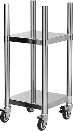 PANTIN® Soporte calentador de arroz de acero inoxidable de 14 x 14 pulgadas con ruedas y frenos – Soporte de altura ajustable para calentadores de