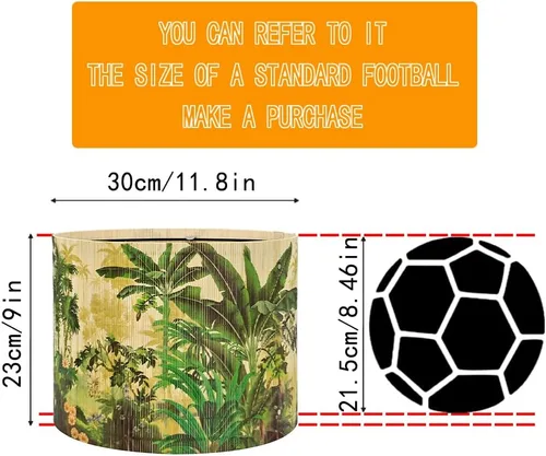 Miniatura 2 de Pantalla de bambú con diseño de plantas tropicales, adecuada para lámparas de pie y lámparas de escritorio, translúcida en forma de cubo, decoración
