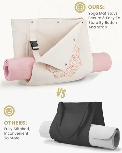 Miniatura 2 de Gonex Bolsa para Esterilla de Yoga, Bolsa de Gimnasio Tipo Tote con Múltiples Bolsillos para Mujeres y Hombres, Portaesterillas de Yoga de Lona