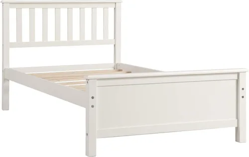 Miniatura 5 de Merax - Base de colchón de madera maciza con cabecero, sin sombreador de caja, fácil montaje para plataforma infantil, doble, blanco (tripa)