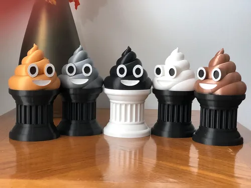 Miniatura 2 de Znet3D Poop Emoji Trophy – 6 pulgadas de alto sobre un pilar negro pintados ojos y boca – Premio y regalo perfecto – Hecho a mano con fabricación