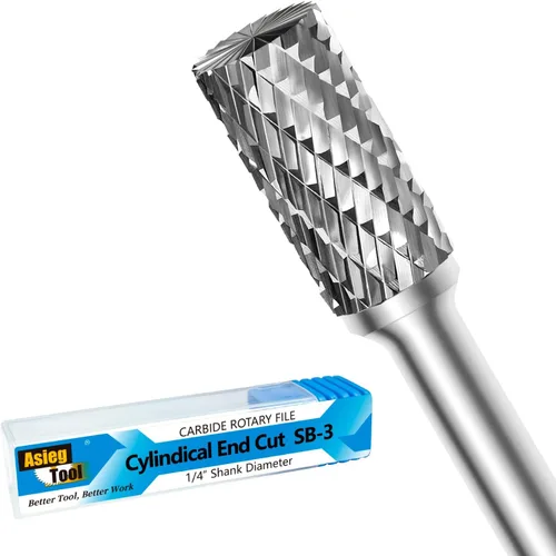 SB-3 Carburo de tungsteno Burr Rotary File Cilindro Forma Doble Corte con 1/4 ''Vástago para Die Grinder Broca