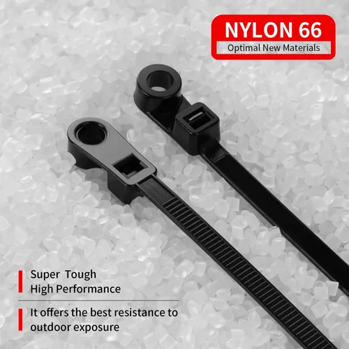 Miniatura 3 de 200 PCS 4 inch Black Zip Ties with Screw Hole 50lbs Mountable head Cable Ties Straps Multipurpose Heavy Duty Nylon Cable Zip Ties with Screw