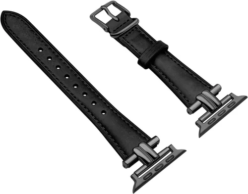 Miniatura 3 de Juntan Correa delgada de cuero compatible con Apple Watch 38mm 40mm 41mm 42mm 44mm 45mm 46mm 49mm, pulsera de reloj de cuero genuino en forma de I