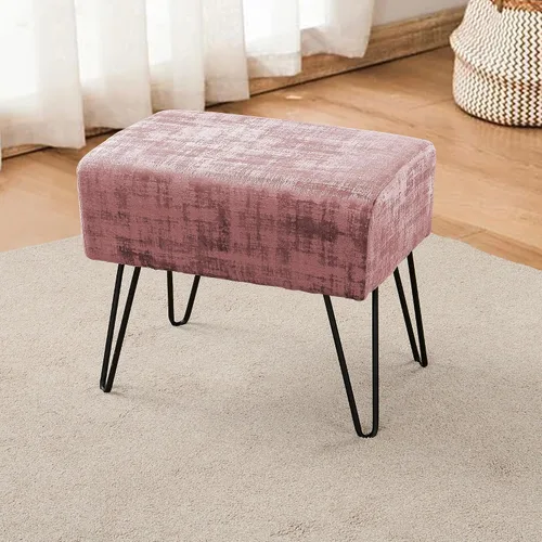 Miniatura 25 de Home Soft Things Otomana otomana de terciopelo texturizado azul, 19 x 13 x 17 pulgadas de alto, color verde ágata, banco otomano de entrada difuso