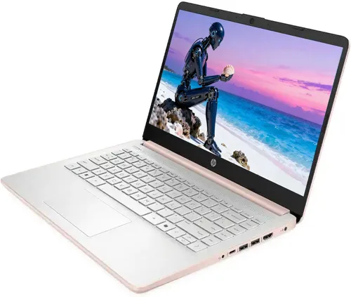 Miniatura 8 de HP Laptop HD de 14 pulgadas, CPU Intel de doble núcleo, 8 GB de RAM, 64 GB eMMC, ligera y batería de 12 horas, diseño elegante con múltiples Oro