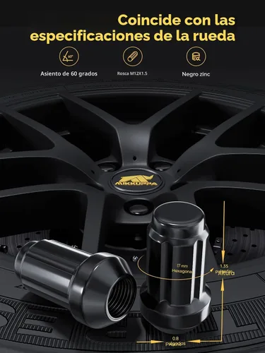 Miniatura 2 de MIKKUPPA Tuercas de llanta M12x1.5 – Repuesto para Chevy Impala 1994-2013, Honda Accord/CRV/Civic 1998-2022, rueda de repuesto Honda Pilot 2003-2008