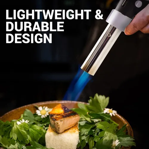 Miniatura 5 de Jo Chef Encendedor de butano profesional, antorcha de cocina, encendedor de llama ajustable recargable con bloqueo de seguridad para barbacoa