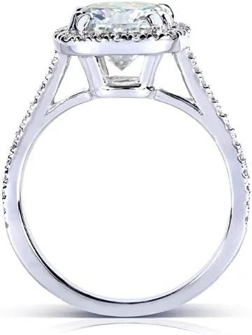 Miniatura 3 de Kobelli Anillo de compromiso de moissanita de corte cojín 2 14 CTW oro blanco de 14 quilates (0.295in)