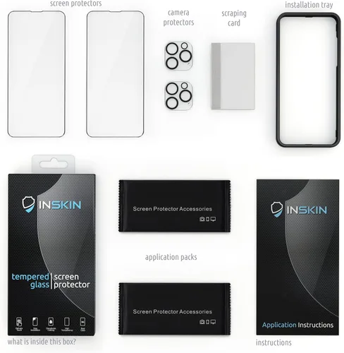 Miniatura 7 de Inskin Protector de pantalla de vidrio templado para iPhone 14 Pro Max de 6.7 pulgadas, paquete Ultimate 2+2 con protector de lente de cámara