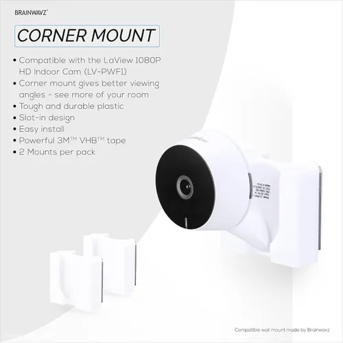 Miniatura 6 de LaView LV-PWF1 1080P HD - Soporte de pared para cámara interior LaView LV-PWF1, soporte adhesivo para cámara de seguridad, reduce puntos ciegos