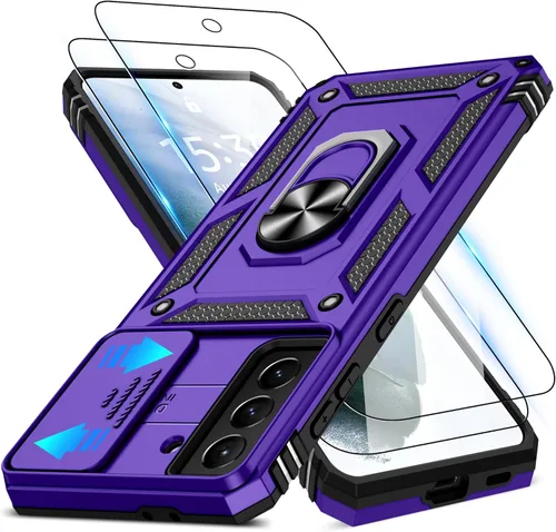 Miniatura 100 de ATUMP Funda para OnePlus Nord N200 5G con protector de pantalla HD con cubierta para cámara deslizante, soporte de anillo de rotación de 360°