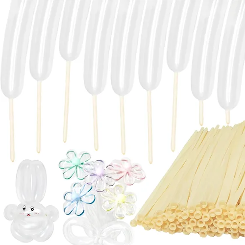 Miniatura 13 de 100Pcs Globos Negros 260, Globos Largos para Atar Arco de Globos, Globos Largos y Finos para Torcer Globos de Animales, Globos para Cumpleaños