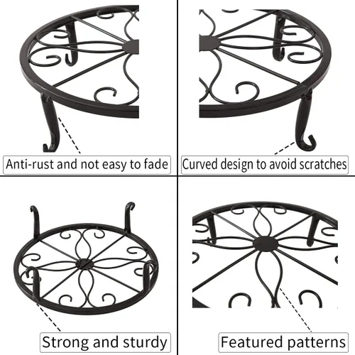 Miniatura 3 de TYZ Juego de 3 soportes de metal para plantas en maceta (negro)