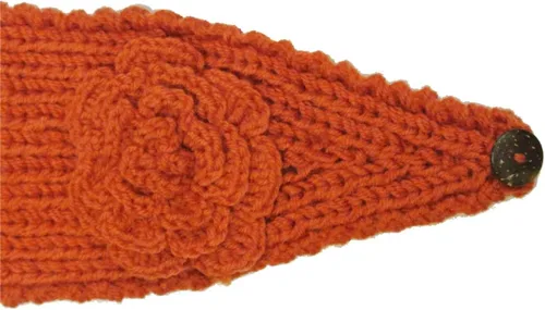 Miniatura 3 de Wrapables Diadema tejida a mano con diseño floral, color naranja
