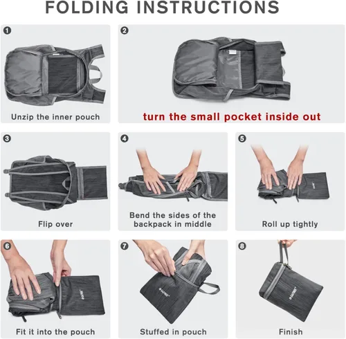 Miniatura 5 de G4Free Mochila de senderismo de 10L Mochila de viaje pequeña Mochila plegable ligera Mochila de hombro plegable casual