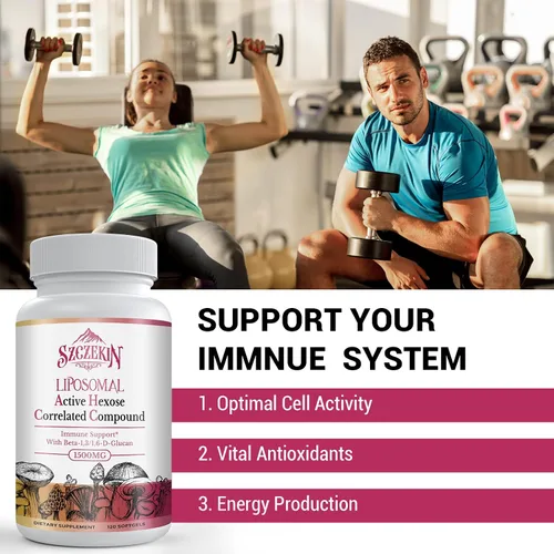 Miniatura 5 de Suplemento correlacionado de hexosa activa liposomal de 1500 mg, 120 geles blandos beta-glucanos con extracto de hongos naturales, sistema