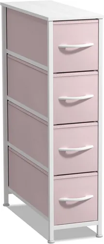Miniatura 25 de Sorbus Cómoda Estrecha para Niños con 4 Cajones - Cajonera de Almacenamiento Vertical Delgada con Marco de Acero, Superficie de Madera y Tinte pastel