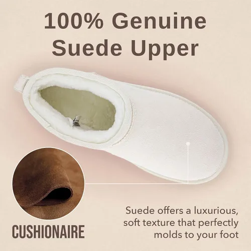 Miniatura 60 de CUSHIONAIRE, Hip 2 - Botas de nieve de gamuza auténtica para mujer, sin cordones, con cómodo forro de piel de oveja sintética + espuma viscoelástica