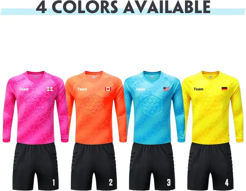 Miniatura 5 de Camiseta de portero de fútbol personalizada para niños y jóvenes, acolchada con número de nombre, logotipo del equipo, para niños y adultos