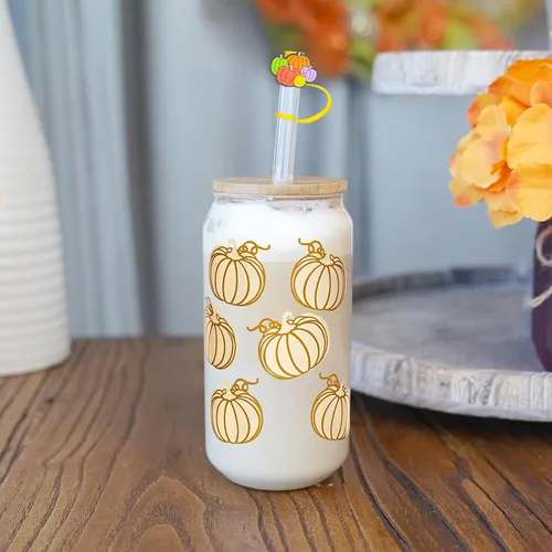 Miniatura 4 de ANOTION Tazas de café de otoño, taza de calabaza para decoración de otoño, taza de café helado, decoración única de otoño, decoraciones de calabaza