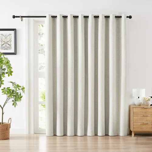 Miniatura 19 de Cortinas opacas de lino beige Melodieux de 63 pulgadas de largo para dormitorio, sala de estar, 100% cortinas con ojales para bloquear la luz