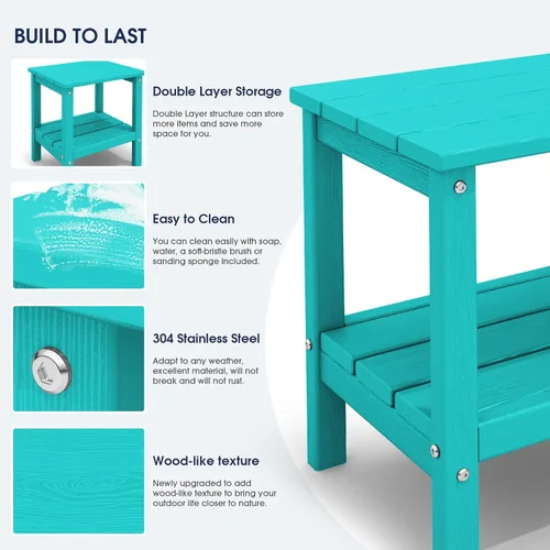 Miniatura 5 de KINGYES Mesa auxiliar doble, mesa auxiliar Adirondack- Aruba