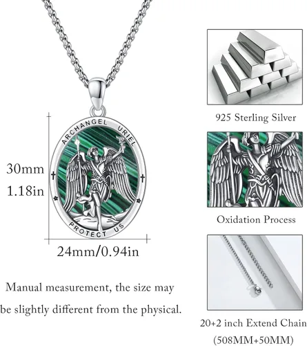 Miniatura 631 de Collar con colgante de plata de ley 925 con medalla de San Patrón, joyería religiosa para hombres y mujeres, con cadena de acero inoxidable 316L