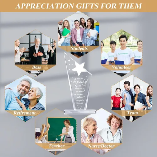 Miniatura 5 de Bucherry 18 piezas de regalo de agradecimiento a los empleados con texto en inglés "May You Be Proud", recuerdo acrílico, pisapapeles, regalos