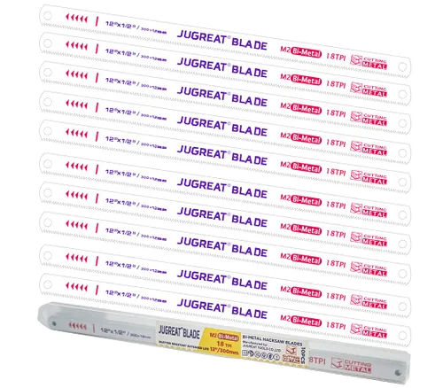 Miniatura 8 de JUGREAT Hojas de sierra para metales de repuesto de 12 pulgadas, dientes de tierra de acero de alta velocidad - 24TPI (paquete de 10)