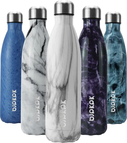 Miniatura 21 de BJPKPK Botella de Agua Aislada 17oz Botellas de Agua de Acero Inoxidable Apta para Lavavajillas Metal Térmica Mantiene Frío y Caliente, Gris Niebla