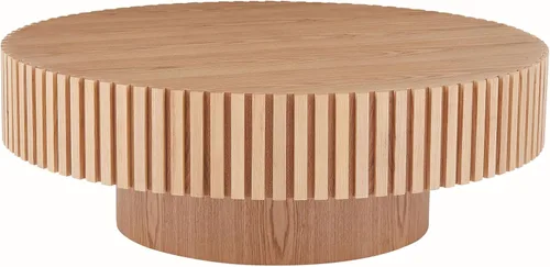 Miniatura 8 de KEVINSPACE Mesa de centro redonda de 35.43 pulgadas para sala de estar, pedestal de madera redonda, mesa de centro para sala, mesa de centro