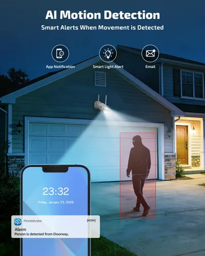 Miniatura 5 de 《130°Ángulo Amplio y Audio Bidireccional》Sistema de Cámara de Seguridad Inalámbrica para Exteriores, Sistemas de Cámaras WiFi, Kits de DVR