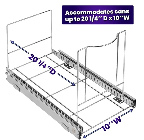 Miniatura 6 de Bote de basura extraíble para gabinete, 12 galones, 48 cuartos de galón, cromado resistente, deslizante suave con almacenamiento de bolsa de basura