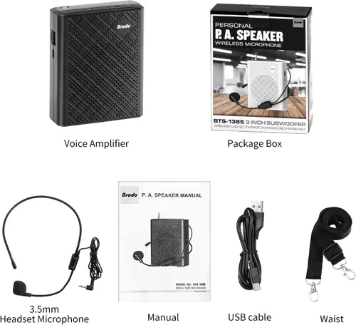 Miniatura 7 de Amplificador de voz para profesores con micrófono con cable y cintura, megáfono portátil recargable para aulas, discursos, guía turístico