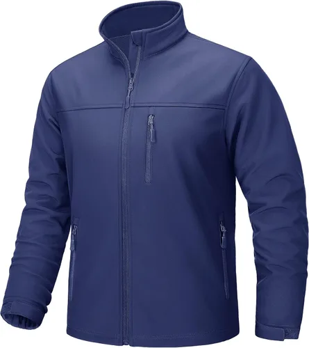 Miniatura 13 de TACVASEN Chaqueta ligera Softshell para hombre, con forro polar, impermeable, táctica, con cremallera, abrigo de invierno cortavientos casual