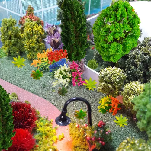 Miniatura 5 de 50 árboles modelo de 1.1 a 5.5 pulgadas, modelo de diorama mixto, árbol, flor, césped, arquitectura, mini árboles falsos para manualidades